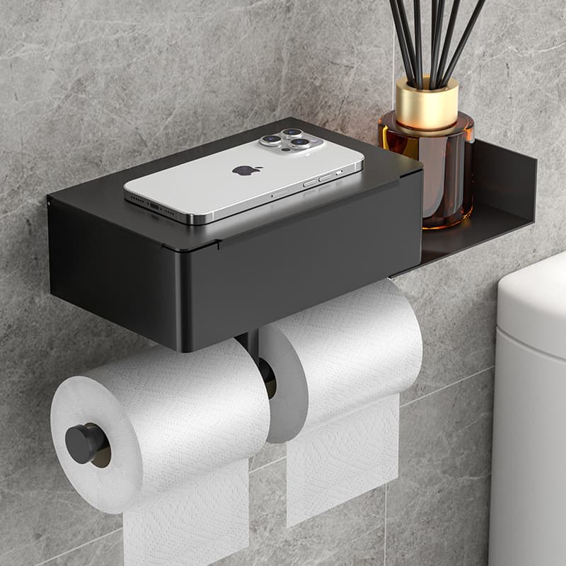 多機能棚付き2連トイレットペーパーホルダー