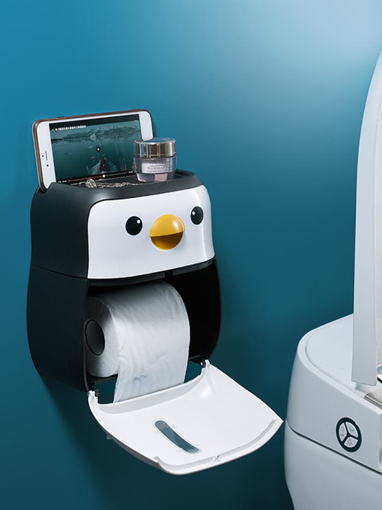 ペンギン型多機能トイレットペーパーホルダーカバー