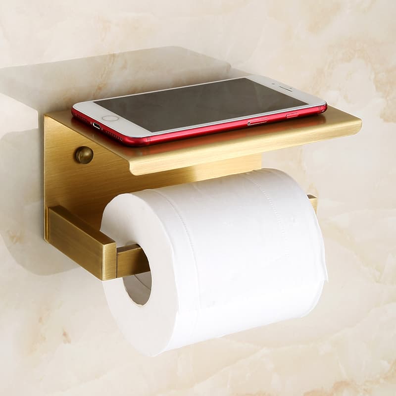 トイレットペーパーホルダー 多機能スマホ置き棚付きペーパーホルダー