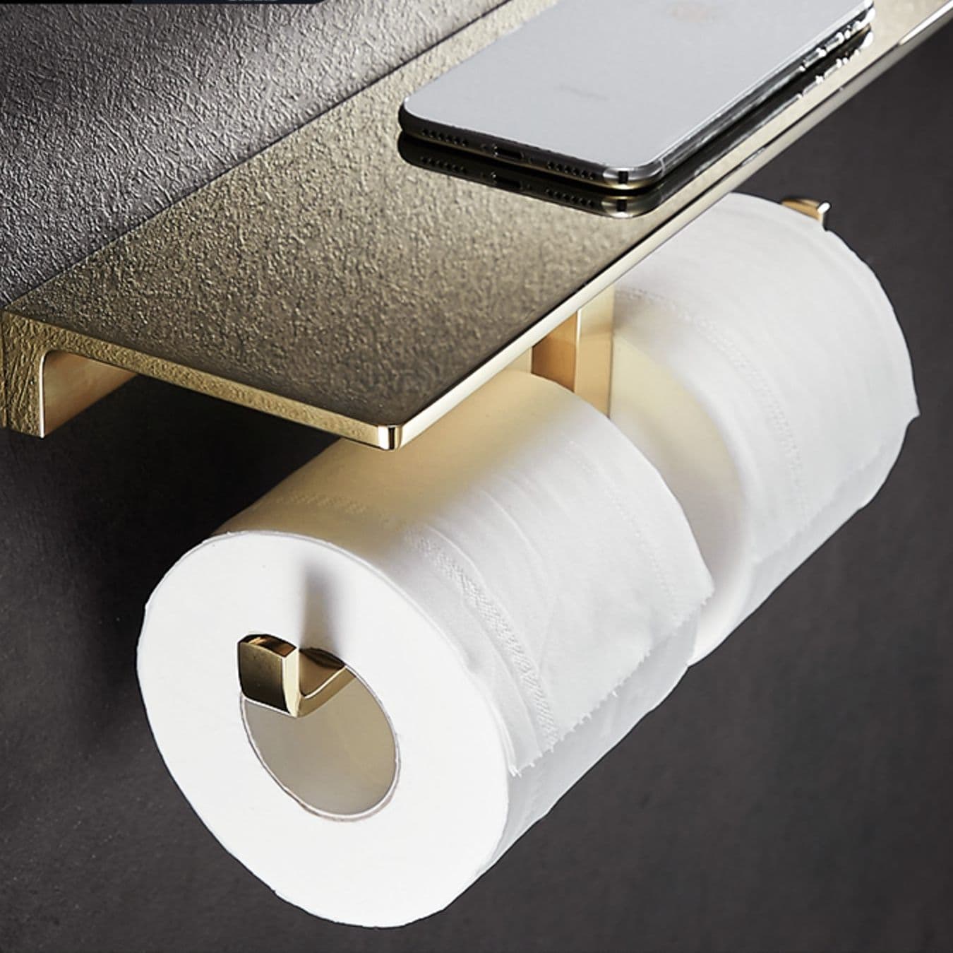 トイレットペーパーホルダー 多機能棚付き二連ホルダー