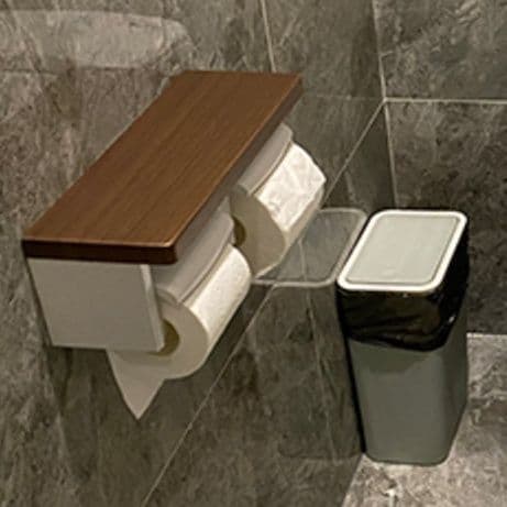 トイレットペーパーホルダー 収納棚付き二連タイプ
