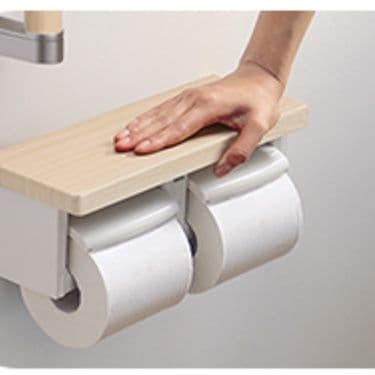 トイレットペーパーホルダー 収納棚付き二連タイプ