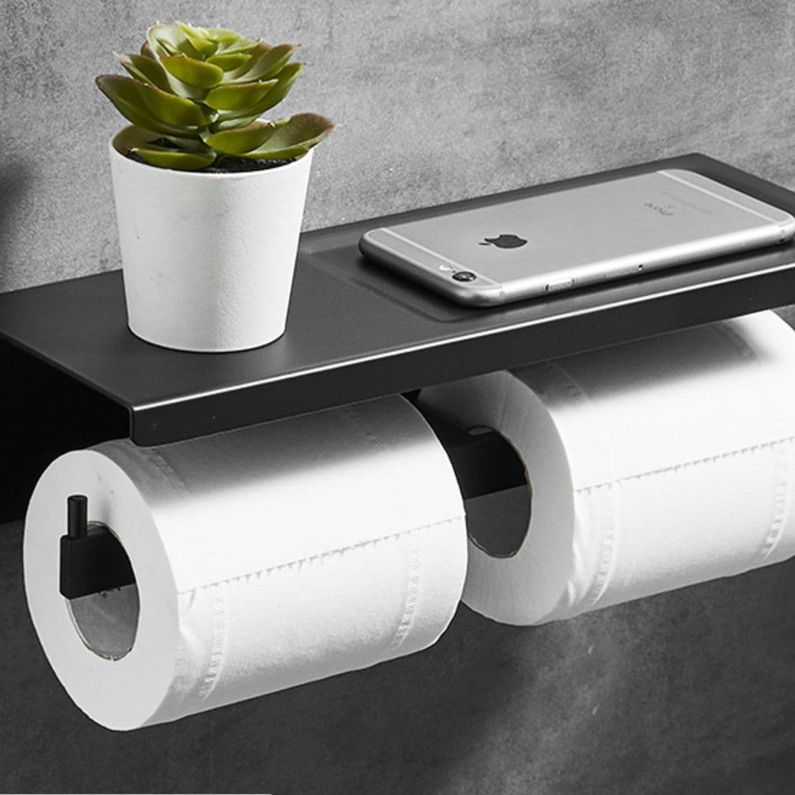 トイレットペーパーホルダー 多機能棚付き二連ホルダー