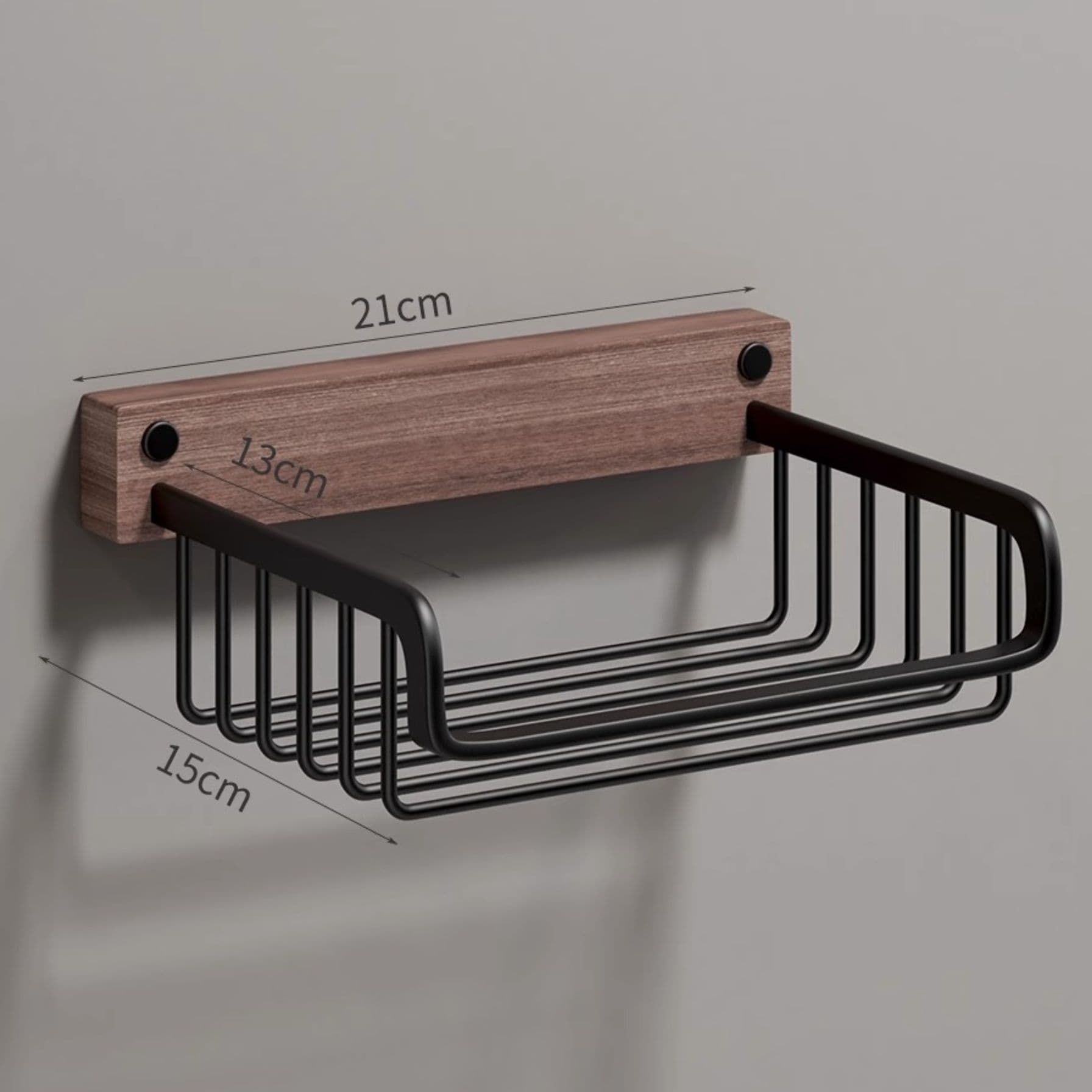 トイレットペーパーホルダー 木目調アイアン収納付きペーパーホルダー