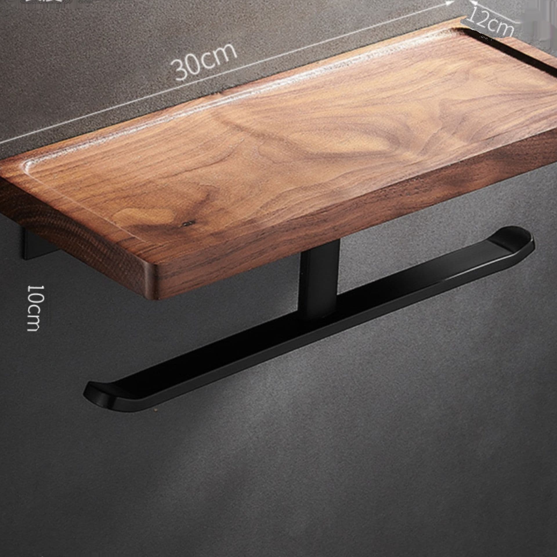 トイレットペーパーホルダー 木製棚付き二連ホルダー