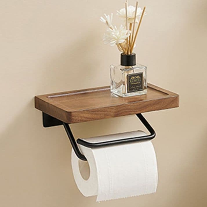 トイレットペーパーホルダー 木目調ペーパーホルダー棚