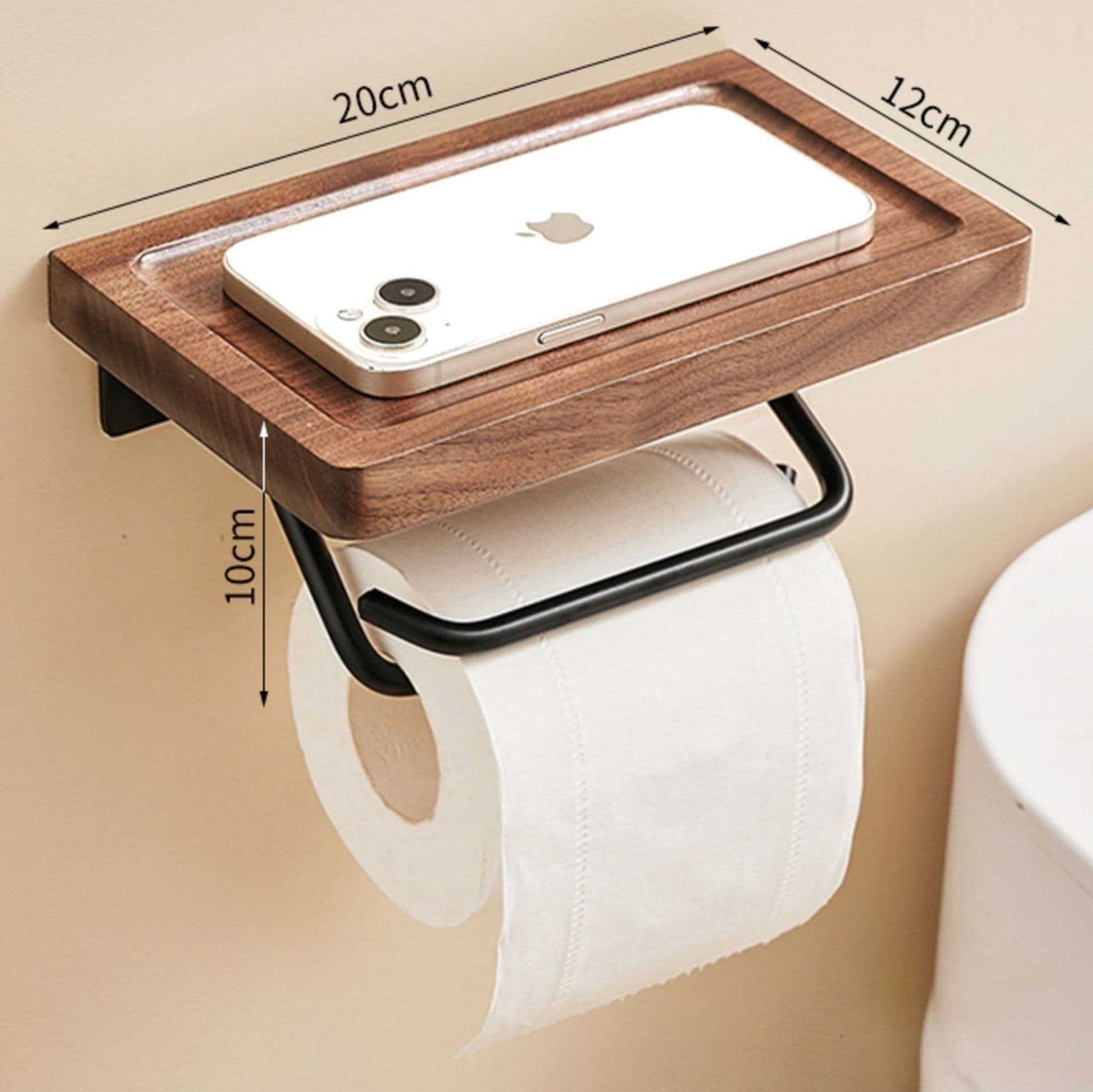 トイレットペーパーホルダー 木目調ペーパーホルダー棚