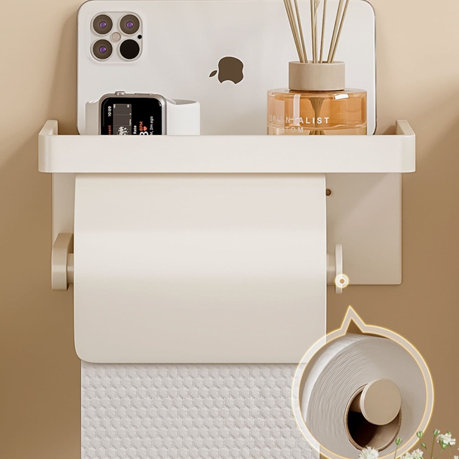 トイレットペーパーホルダー 多機能収納付きペーパーホルダー