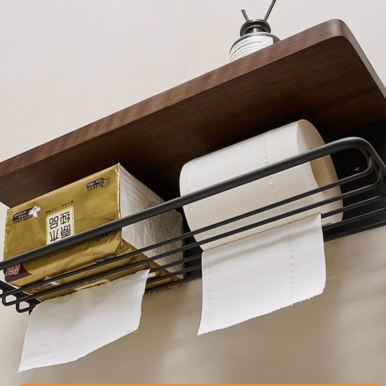 トイレットペーパーホルダー 木目調マルチ収納トイレットペーパーホルダー