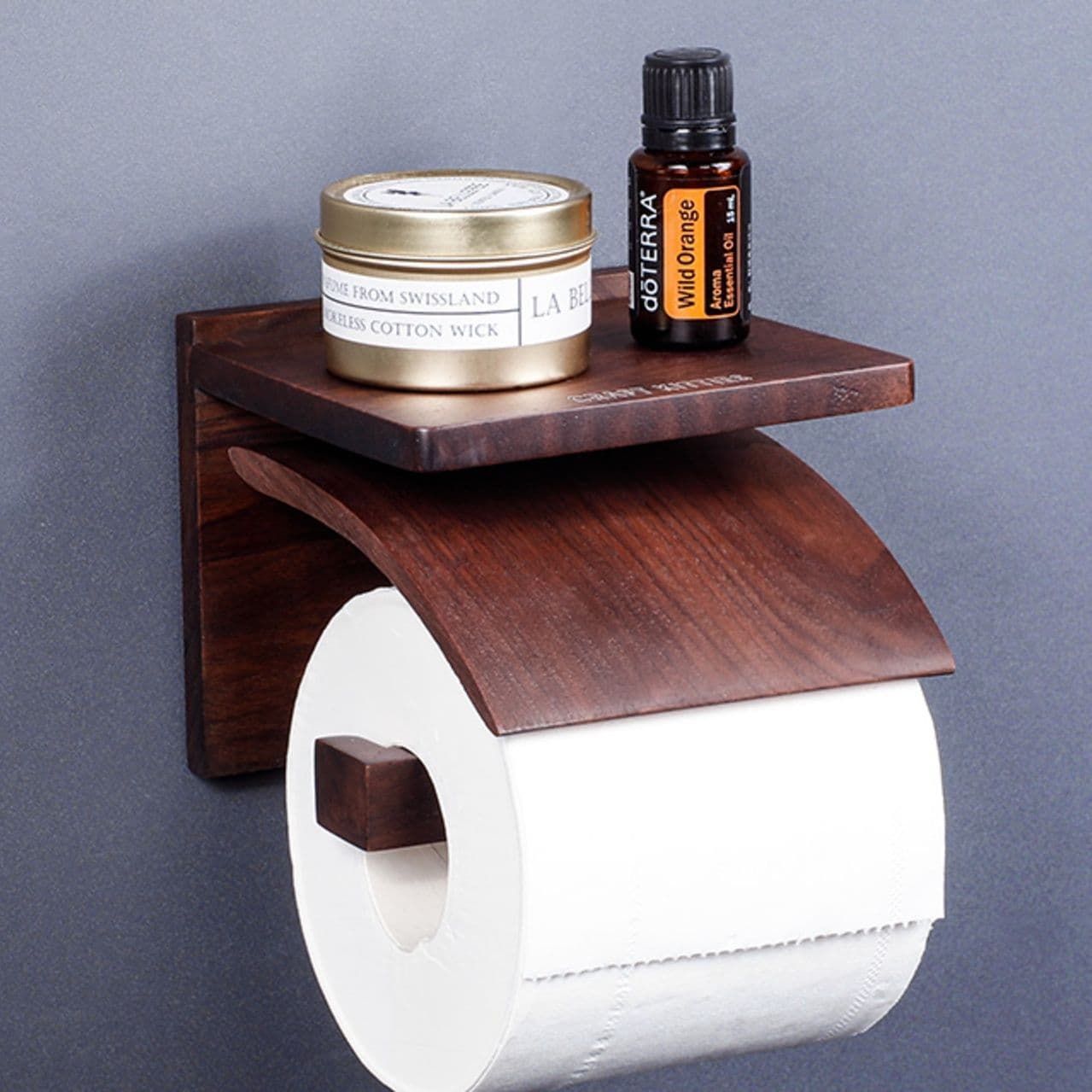 トイレットペーパーホルダー 木目調多機能ペーパーホルダー棚