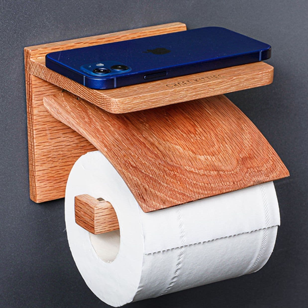 トイレットペーパーホルダー 木目調多機能ペーパーホルダー棚