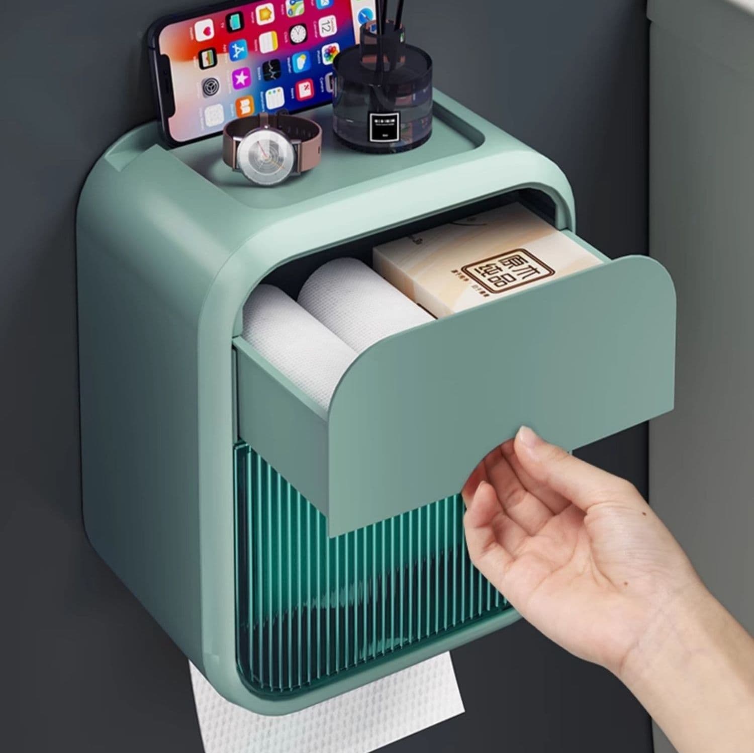 トイレットペーパーホルダー 多機能収納付きトイレットペーパーホルダー