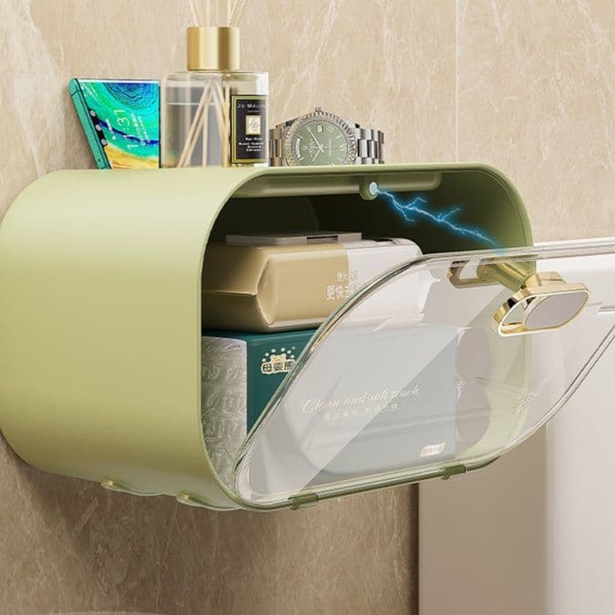 トイレットペーパーホルダー 多機能収納ボックス付きペーパーホルダー