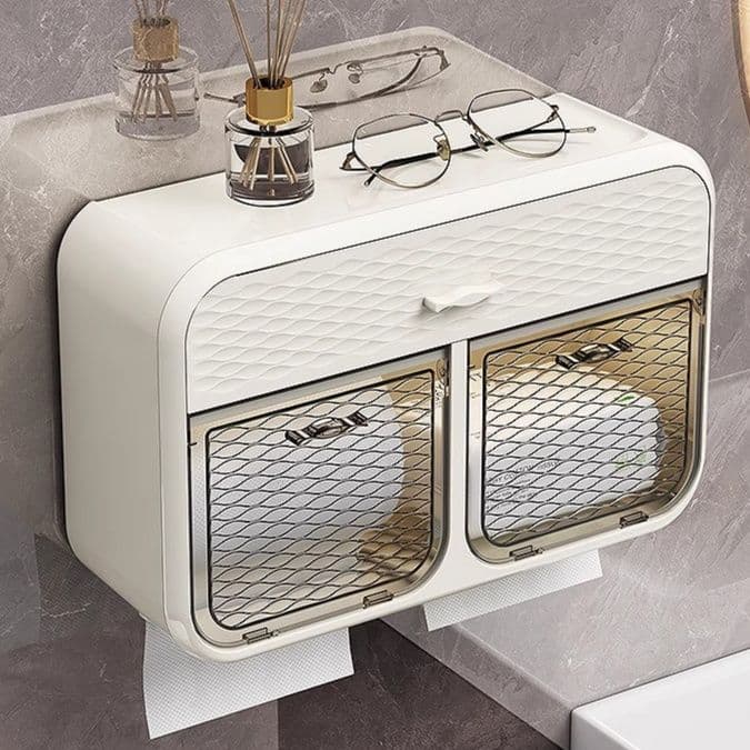 トイレットペーパーホルダー 収納力抜群の二段式ペーパーホルダー