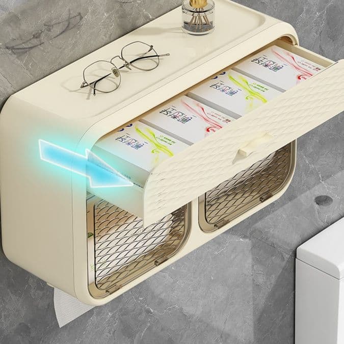 トイレットペーパーホルダー 収納力抜群の二段式ペーパーホルダー