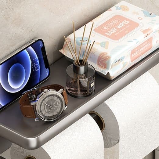 トイレットペーパーホルダー 多機能収納付き二連ホルダー