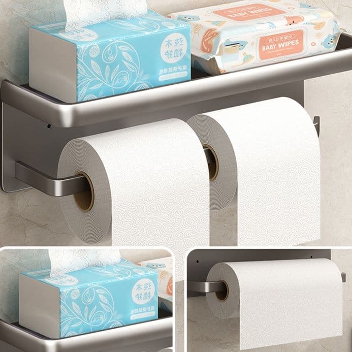 トイレットペーパーホルダー 多機能収納付き二連ホルダー