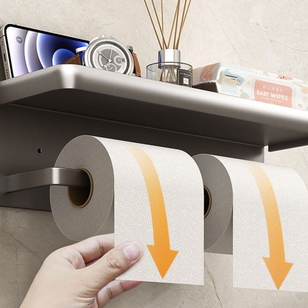 トイレットペーパーホルダー 多機能収納付き二連ホルダー