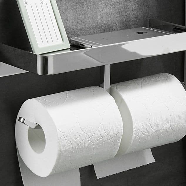 トイレットペーパーホルダー 多機能収納付き二連ペーパーホルダー