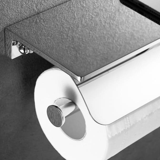 トイレットペーパーホルダー モダン棚付き二連ホルダー