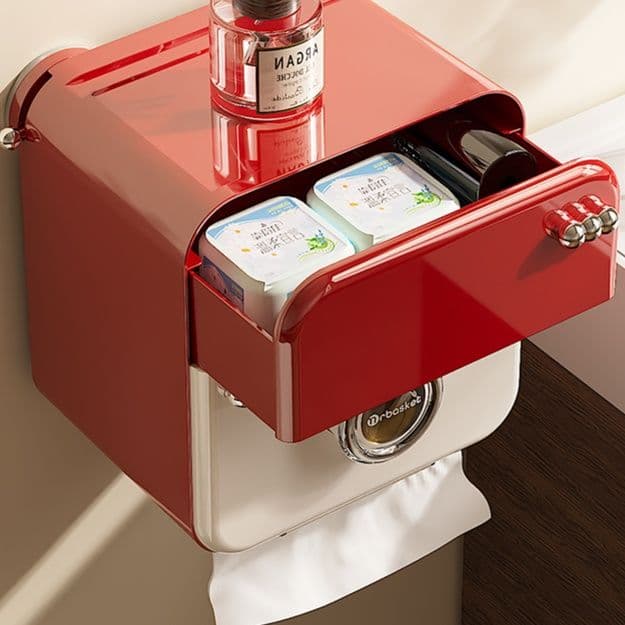 トイレットペーパーホルダー レトロスタイル収納付きペーパーホルダー