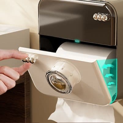 トイレットペーパーホルダー レトロスタイル収納付きペーパーホルダー