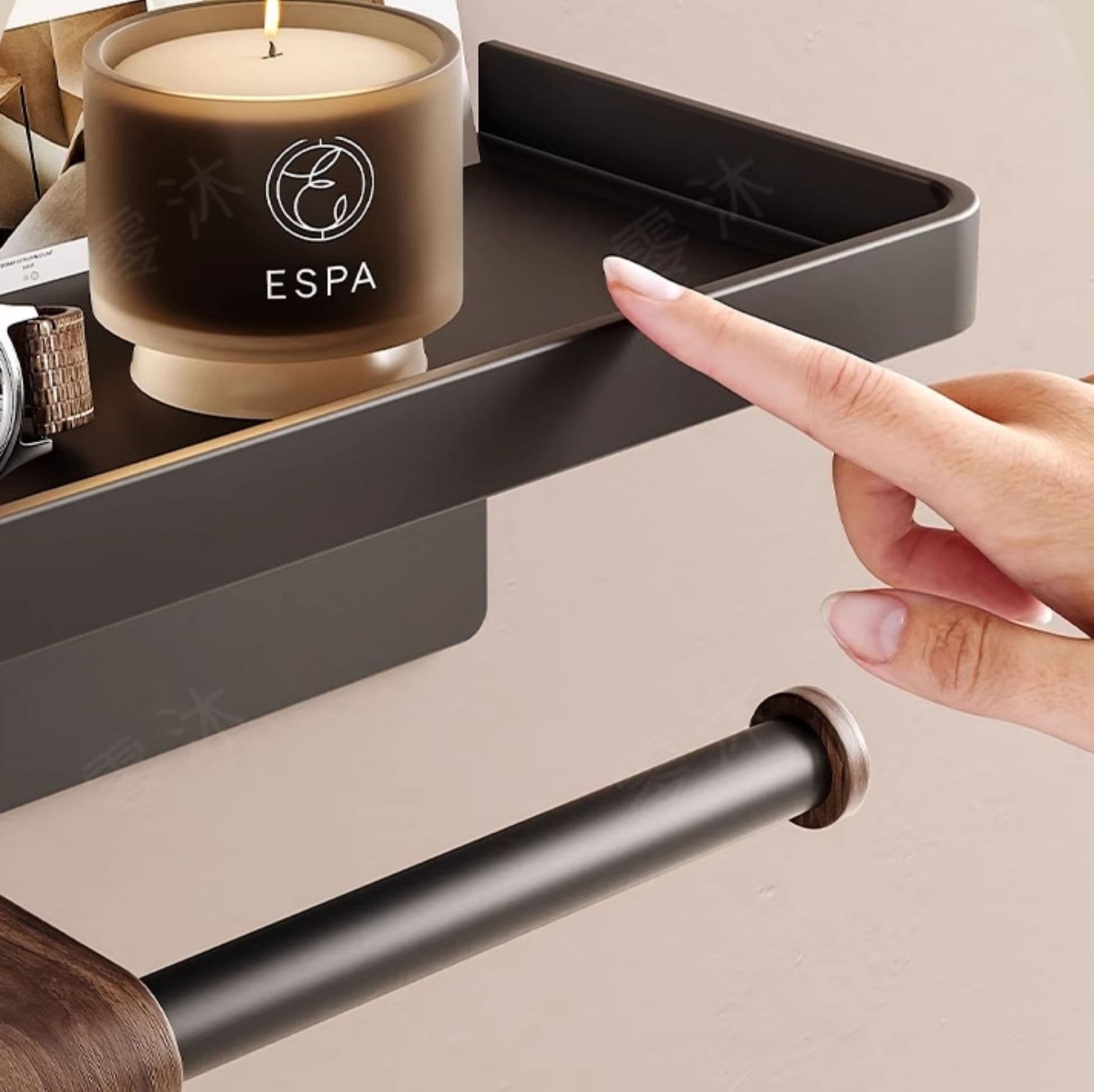 トイレットペーパーホルダー 多機能収納棚付き二連ホルダー