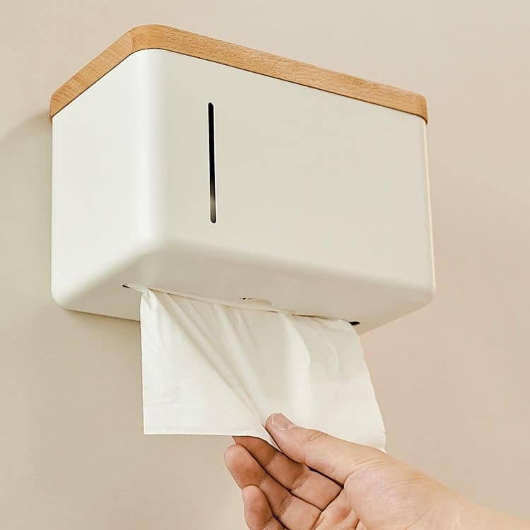 トイレットペーパーホルダー 木目調トップ収納付きペーパーホルダー