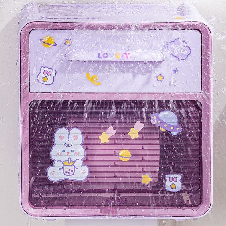 トイレットペーパーホルダー 夢見るうさぎの収納ホルダー棚