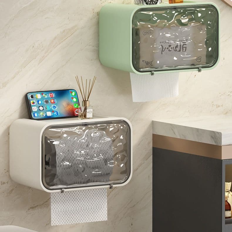 壁掛けトイレットペーパーホルダー 多機能収納ボックス付き