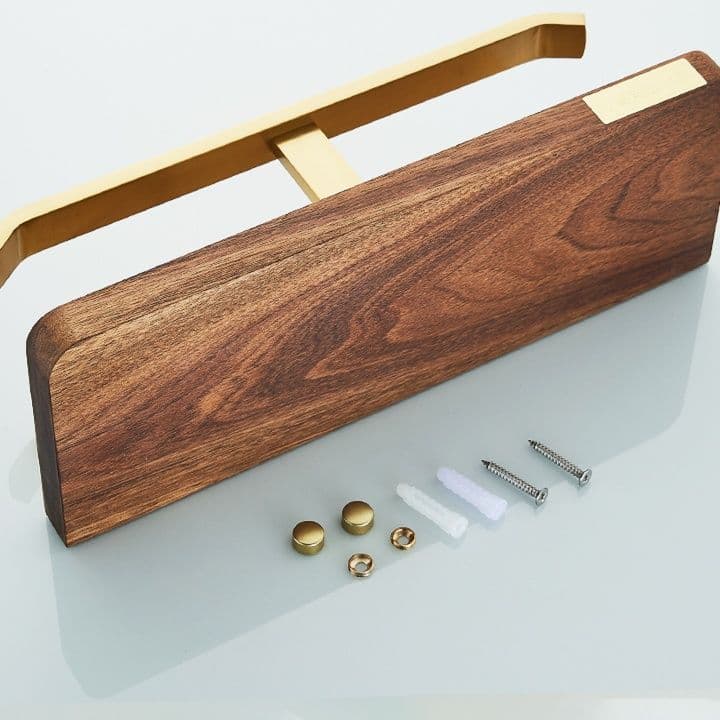 トイレットペーパーホルダー 木製棚付き二連トイレットペーパーホルダー