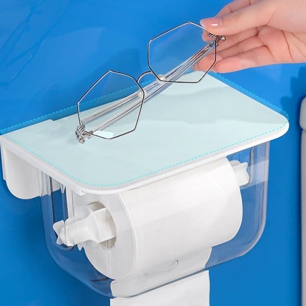 トイレットペーパーホルダー 多機能棚付き透明トイレットペーパーホルダー