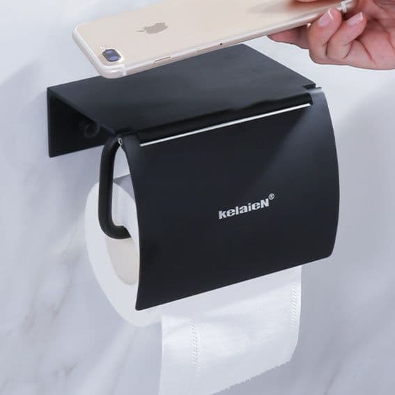 トイレットペーパーホルダー 多機能棚付きアルミホルダーカバー