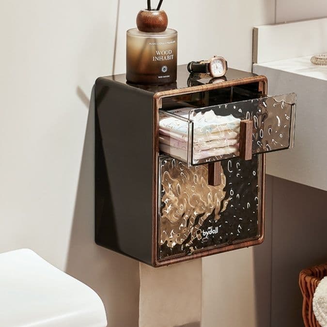 トイレットペーパーホルダー 壁掛け収納付きトイレットペーパーホルダー