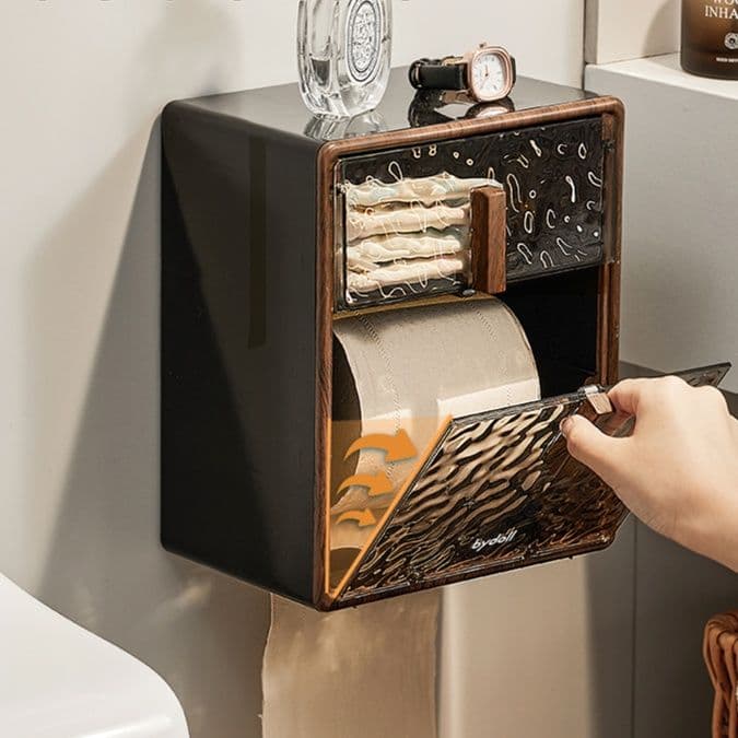 トイレットペーパーホルダー 壁掛け収納付きトイレットペーパーホルダー