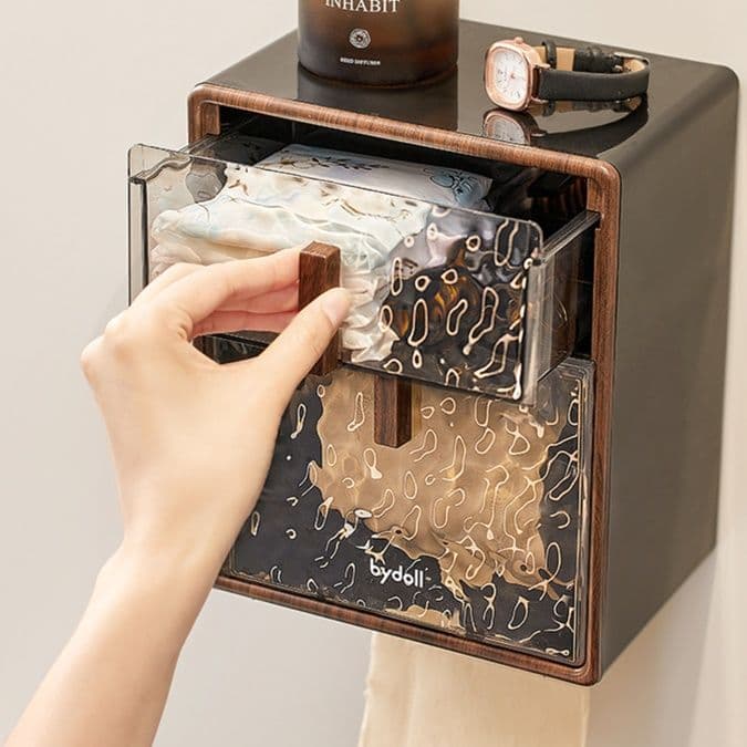 トイレットペーパーホルダー 壁掛け収納付きトイレットペーパーホルダー