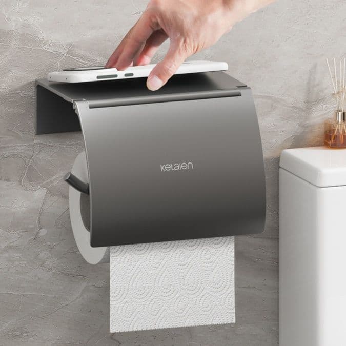 トイレットペーパーホルダー 多機能収納棚付きトイレットペーパーカバー