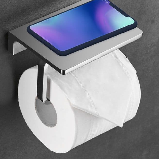トイレットペーパーホルダー 多機能スマホ置き棚付きペーパーホルダー