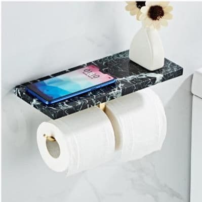 トイレットペーパーホルダー 多機能棚付き2連ペーパーホルダー