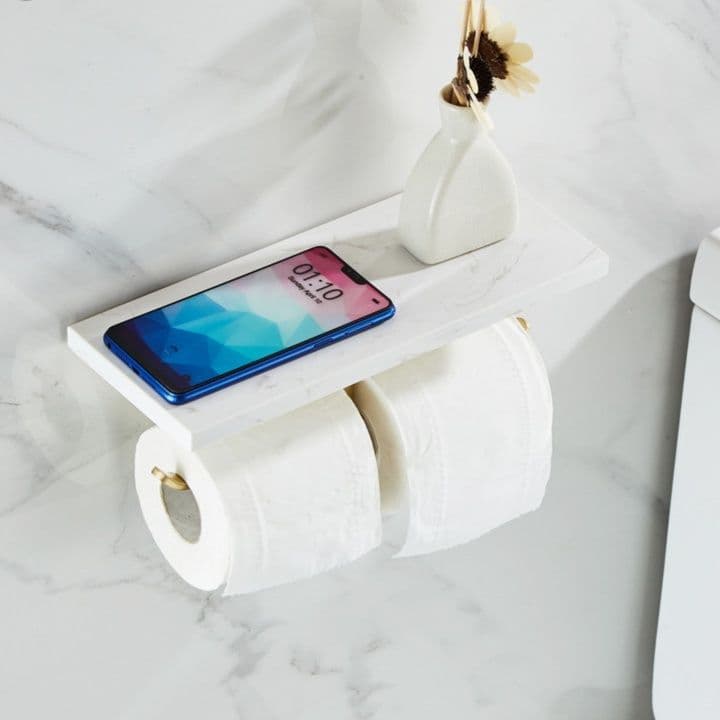 トイレットペーパーホルダー 多機能棚付き2連ペーパーホルダー