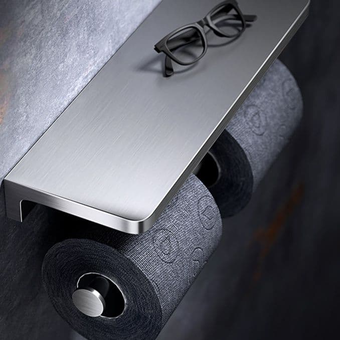 トイレットペーパーホルダー 多機能棚付き二連ホルダー