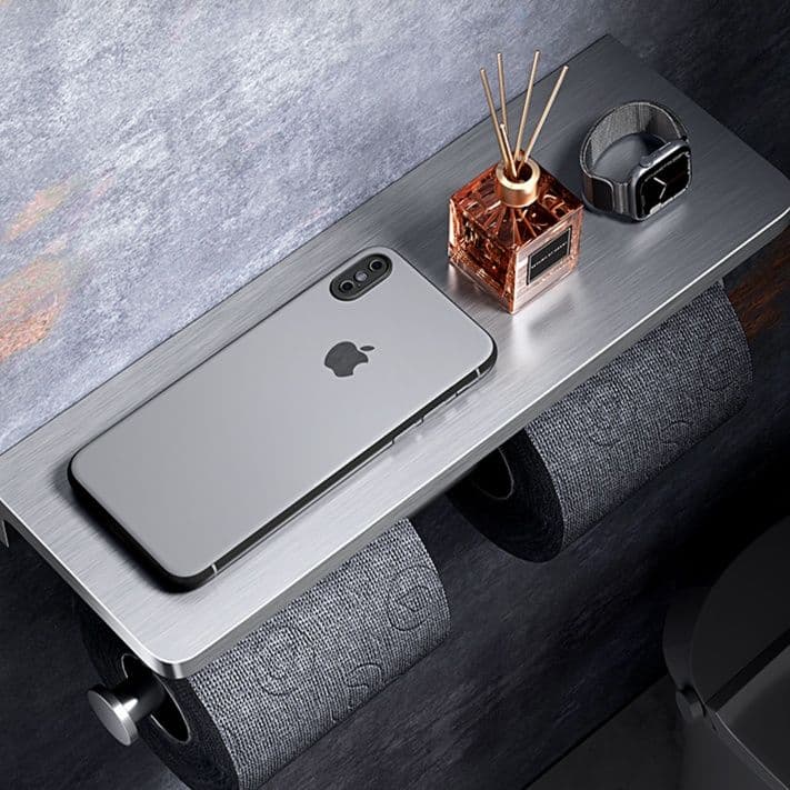 トイレットペーパーホルダー 多機能棚付き二連ホルダー