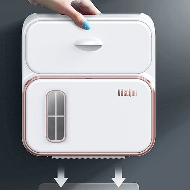 トイレットペーパーホルダー 多機能収納付き壁掛けペーパーホルダー