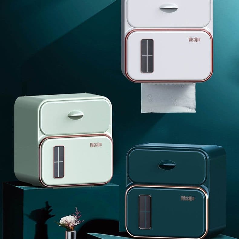 トイレットペーパーホルダー 多機能収納付き壁掛けペーパーホルダー