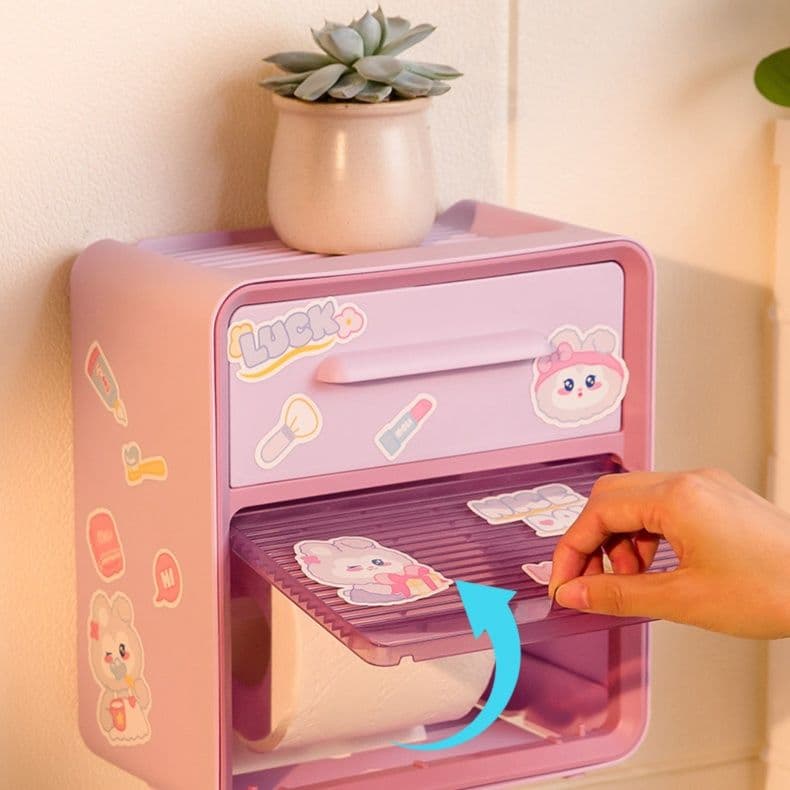 トイレットペーパーホルダー かわいい収納付きペーパーホルダー