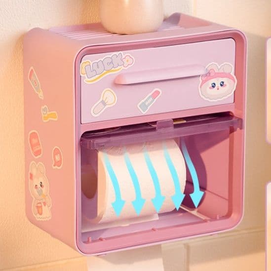 トイレットペーパーホルダー かわいい収納付きペーパーホルダー