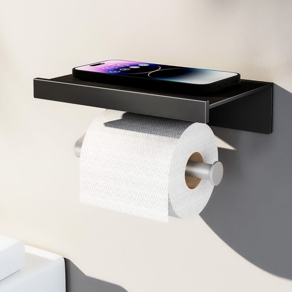 トイレットペーパーホルダー 多機能スマホ置き棚付きホルダー