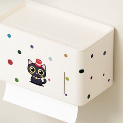 トイレットペーパーホルダー 猫モチーフ収納付きペーパーホルダー