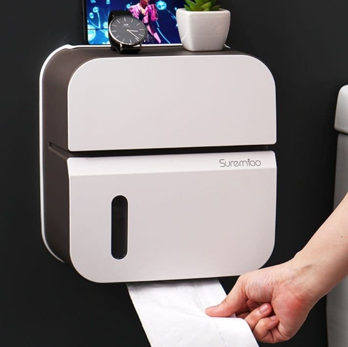 トイレットペーパーホルダー 多機能収納ボックス付きペーパーホルダー