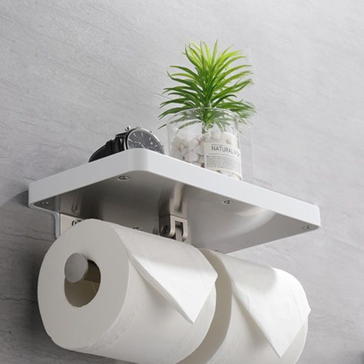 トイレットペーパーホルダー 多機能収納棚付き壁掛け式2連ペーパーホルダー